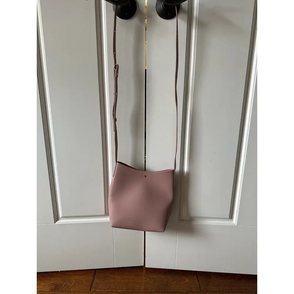 SAMARA Peony Pink Leather Bucket Bag‎ Crossbody Shoulder Bag